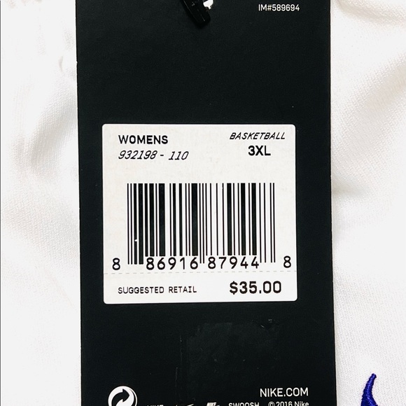 NWT Nike Women's Shorts Dri-Fit  White/Purple Basketball 932198-110 Plus Sz 3XL - Picture 5 of 5